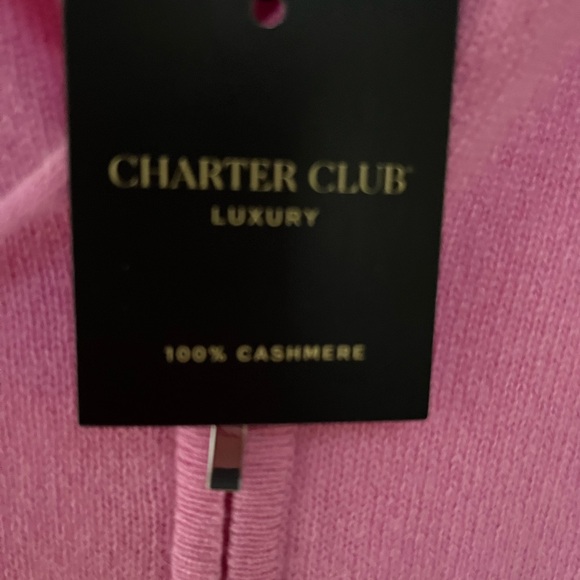 NWT Charter Club Pink Cashmere Zip-Up Hoodie - Picture 4 of 5